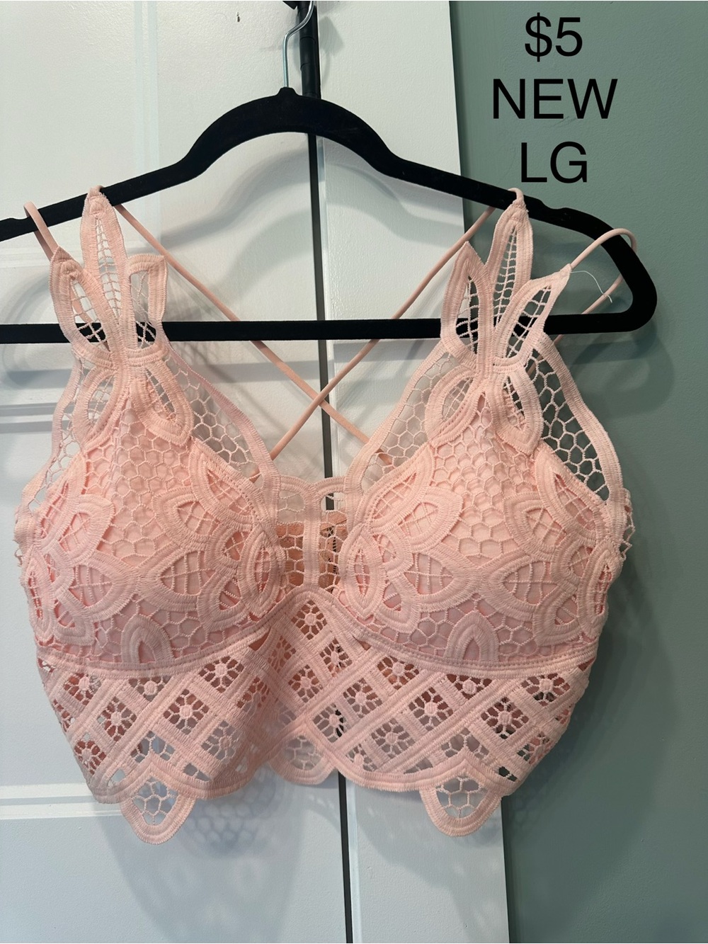Lace Bralette Crop Top - Pink